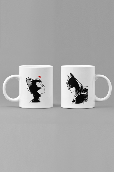 Catwoman ve Batman Sevgili/Çift/Arkadaş 2'li Kupa Bardak Seti