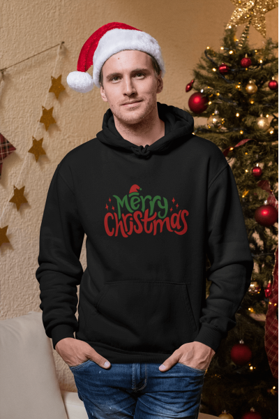 Christmas Yazılı Yeni Yıl  New Year Kapşonlu Sweatshirt