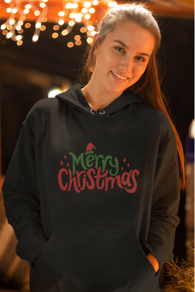 Christmas Yazılı Yeni Yıl  New Year Kapşonlu Sweatshirt