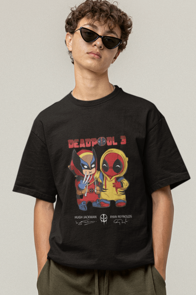 Deadpool 3- Deadpool &Wolverine 2024 Unisex Siyah T-shirt