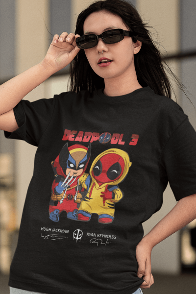 Deadpool 3- Deadpool &Wolverine 2024 Unisex Siyah T-shirt