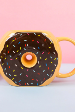 Donut Tasarımlı Siyah Kupa Bardak  Donut Tasarımlı Siyah Kupa Bardak