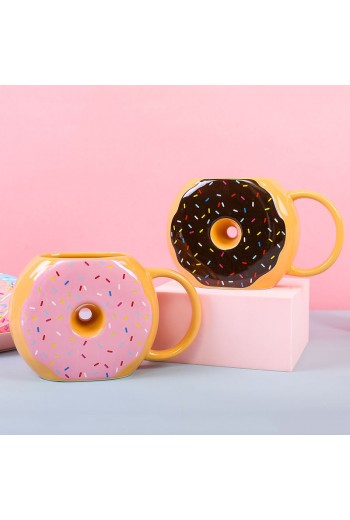 Donut Tasarımlı Siyah Kupa Bardak  Donut Tasarımlı Siyah Kupa Bardak