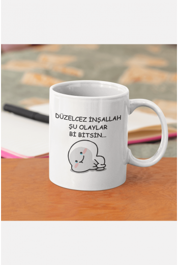 Düzelcez İnşallah Yazılı Kupa Bardak