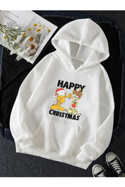 Garfield Happy Christmas Kapşonlu Sweatshirt Garfield Happy Christmas Kapşonlu Sweatshirt
