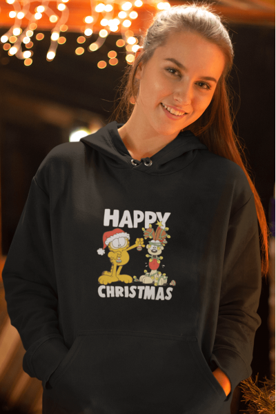 Garfield Happy Christmas Kapşonlu Sweatshirt