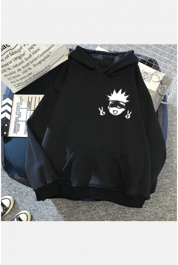 Gojo İcon Siyah Kapşonlu Sweatshirt