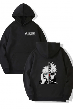 Gojo Satoru Kapşonlu Siyah Sweatshirt Gojo Satoru Kapşonlu Siyah Sweatshirt