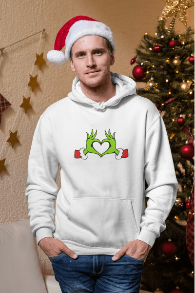 Grinch Happy New Year Kalp Kapşonlu Sweatshirt