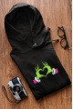 Grinch Happy New Year Pembe Kalp Kapşonlu Sweatshirt