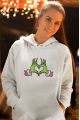 Grinch Happy New Year Pembe Kalp Kapşonlu Sweatshirt