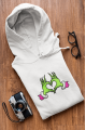 Grinch Happy New Year Pembe Kalp Kapşonlu Sweatshirt