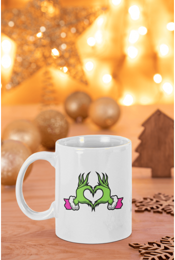 Grinch Happy New Year Pembe Kalp Kupa Bardak Grinch Happy New Year Pembe Kalp Kupa Bardak