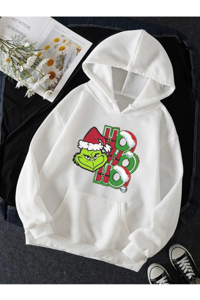 Grinch Hohoho Yenı Yıl Kapşonlu Sweatshirt