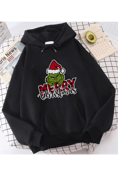 Grinch Merry Christmas Yeni Yıl Kapşonlu Sweatshirt