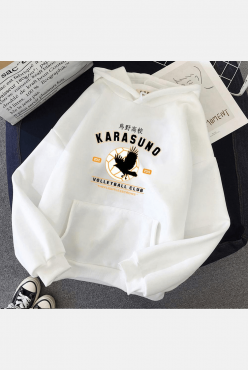 Haikyuu Karasuno Beyaz Kapşonlu Sweatshirt Haikyuu Karasuno Beyaz Kapşonlu Sweatshirt