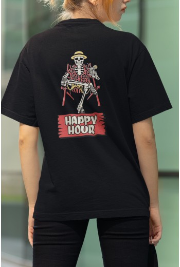 Happy Hour Ön - Arka Baskılı Tişört