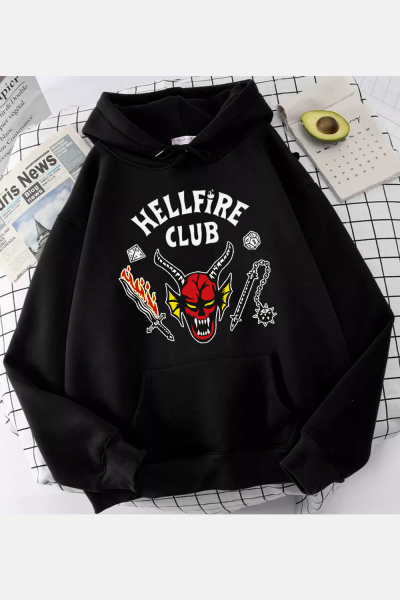 Hellfire Club Stranger Things Kapşonlu Sweatshirt
