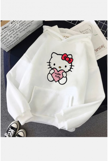 Hello Kitty Love Beyaz Kapşonlu Sweatshirt