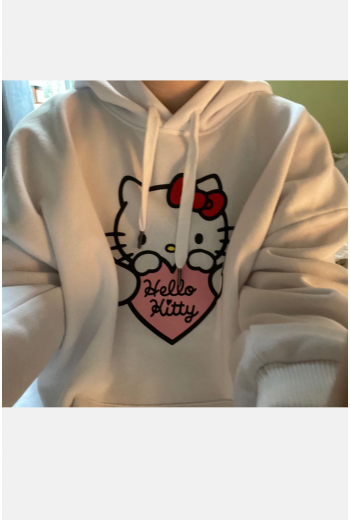 Hello Kitty Love Beyaz Kapşonlu Sweatshirt