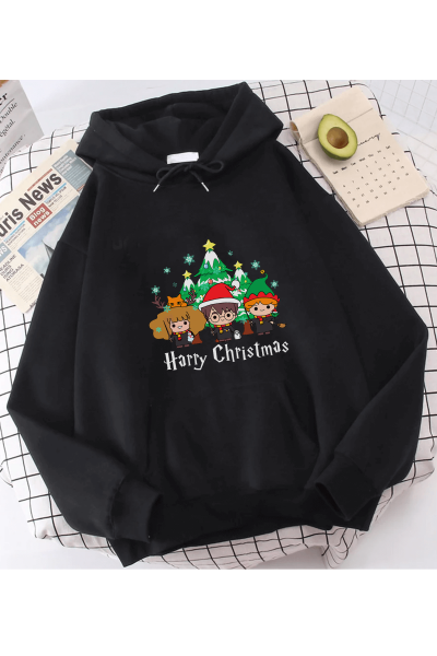 HP Merry Christmas Yeni Yıl Kapşonlu Sweatshirt