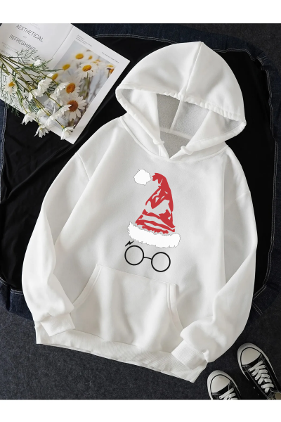 HP Yeni Yıl Gözlük Tasarım Kapşonlu Sweatshirt