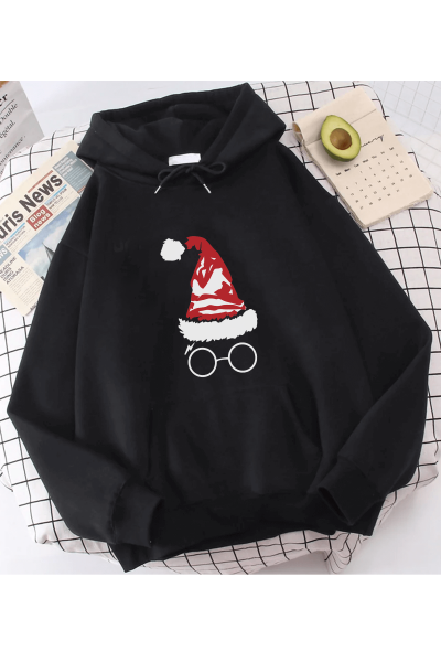 HP Yeni Yıl Gözlük Tasarım Kapşonlu Sweatshirt