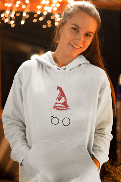 HP Yeni Yıl Gözlük Tasarım Kapşonlu Sweatshirt