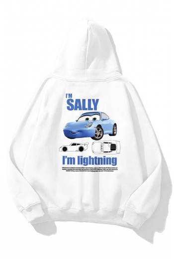 I'm Sally Cars Baskılı Unisex Beyaz Sweatshirt