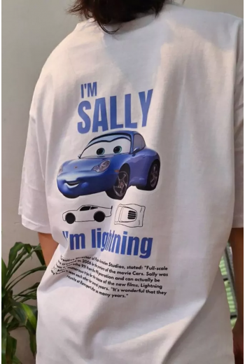 I'm Sally Cars Ön Arka Baskılı Unisex Beyaz T-shirt I'm Sally Cars Ön Arka Baskılı Unisex Beyaz T-shirt