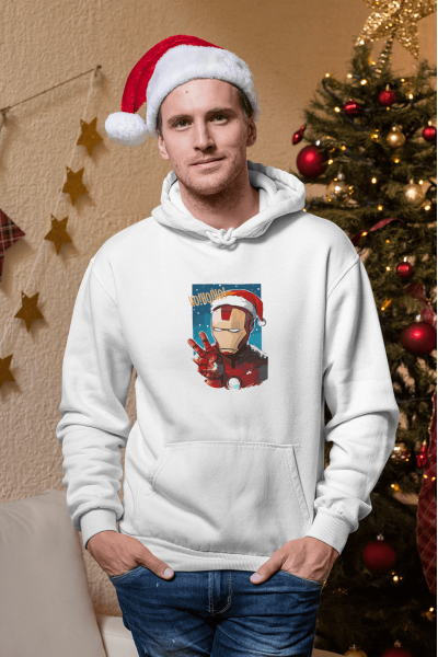 İron Man Hohoho Yeni Yıl Kapşonlu Sweatshirt