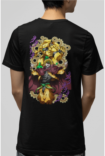 Jojos Bizarre Dio Brando Ön-Arka Baskılı Siyah Tişört