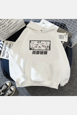 Jujutsu Kaisen Sukuna Eyes Beyaz Kapşonlu Sweatshirt Jujutsu Kaisen Sukuna Eyes Beyaz Kapşonlu Sweatshirt