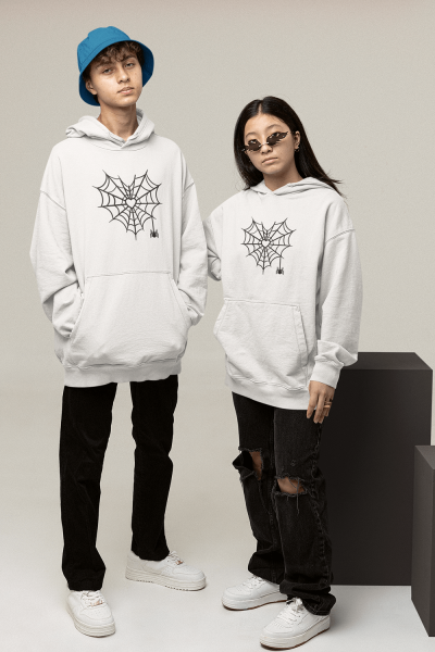 Kalp Ağ Logolu Sevgili/çift/arkadaşlık/2'li Kapşonlu Sweatshirt Seti