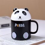 Kapaklı Panda Tasarım Siyah Kupa Bardak