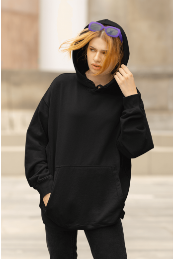 Kapşonlu Basic Sweatshirt Unisex Siyah Renk Hoodie