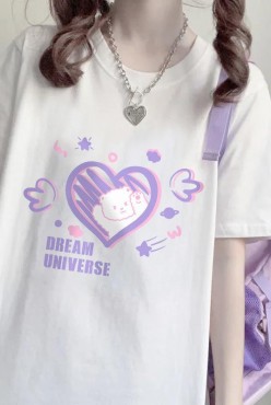 Kawaii Ayıcık Baskılı  Beyaz T-shirt