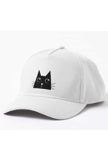 Kawaii Cat Baskılı Beyaz Şapka Kawaii Cat Baskılı Beyaz Şapka