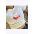 Kiraz Desenli Crop Tişört