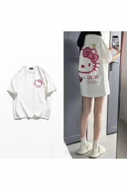 Kitty Tasarım Ön Arka Baskılı T-shirt