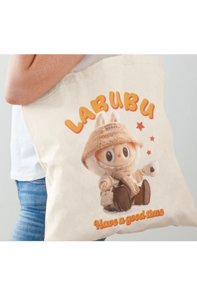 Labubu Have a Good Time Yazılı Bez Çanta Labubu Have a Good Time Yazılı Bez Çanta