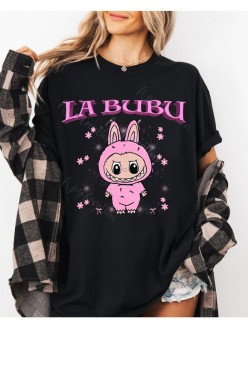 Labubu Tasarım Siyah T-shirt Labubu Tasarım Siyah T-shirt