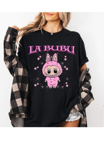 Labubu Tasarım Siyah T-shirt Labubu Tasarım Siyah T-shirt