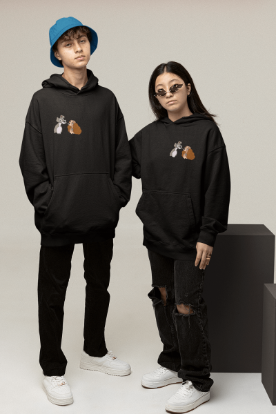 Leydi ve Sokak Köpeği Sevgili/Çift/Arkadaşlık 2'li Kapşonlu Sweatshirt Seti