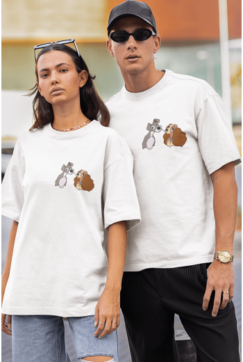 Leydi ve Sokak Köpeği Sevgili/Çift/Arkadaşlık 2'li Tişört Seti