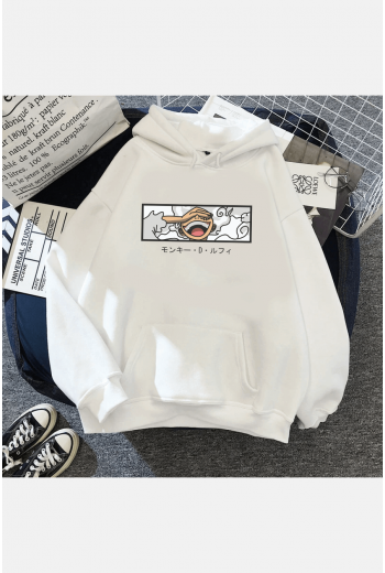 Luffy Gear 5 Face Smiley Kapşonlu Sweatshirt
