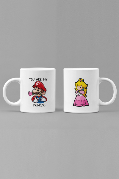  Mario ve Prenses Sevgili/Çift/Arkadaş 2'li Kupa Bardak Seti