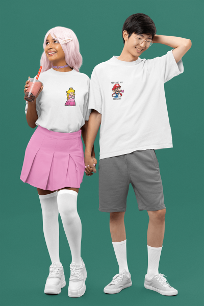 Mario ve Prenses Sevgili/Çift/Arkadaşlık 2'li Tişört Seti