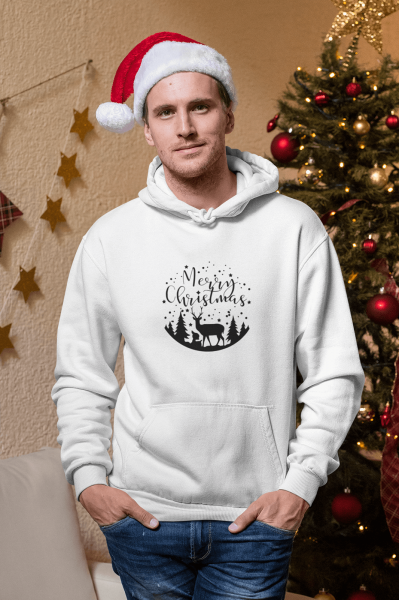 Marry Christmas Geyikli Yeni Yıl Kapşonlu Sweatshirt