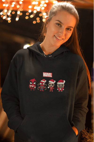 Marvel Yılbaşı Yeni Yıl Kapşonlu Sweatshirt